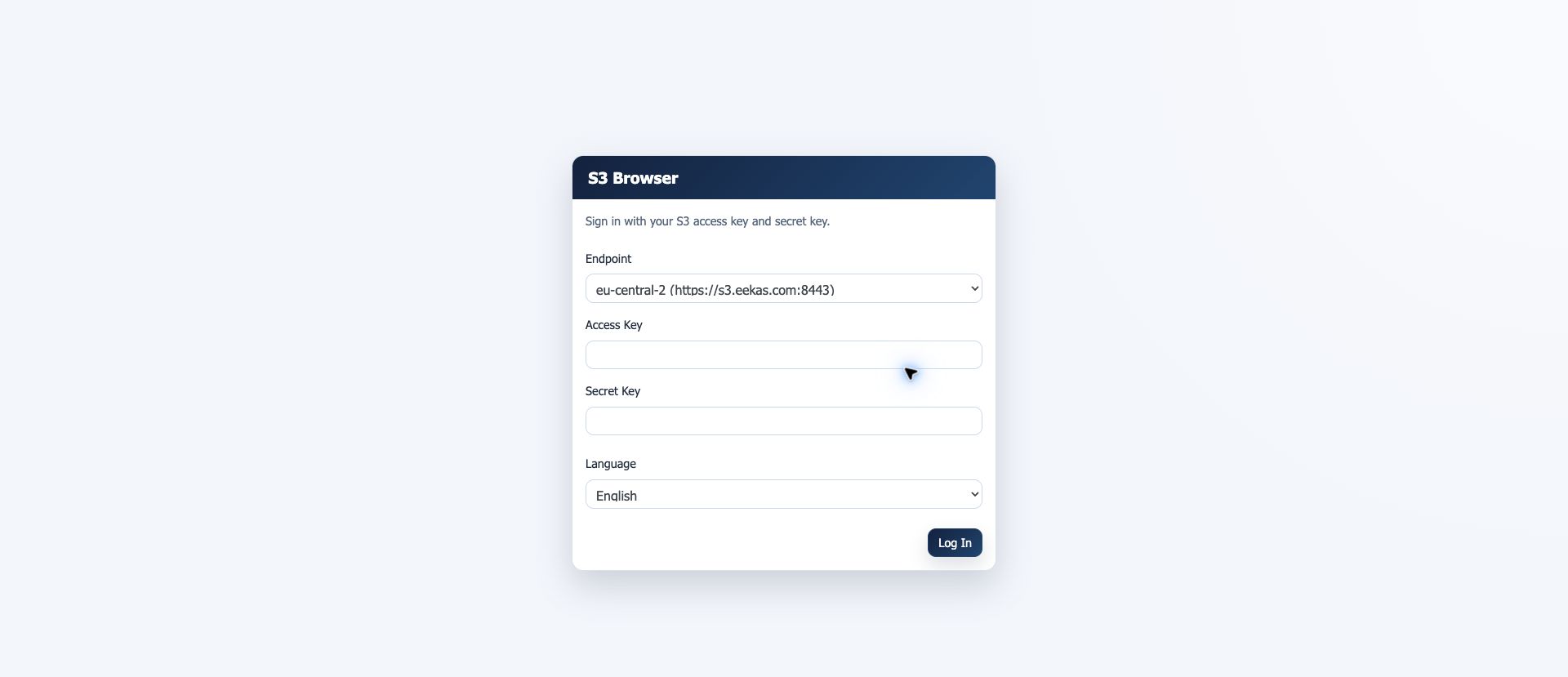 S3 Browser login