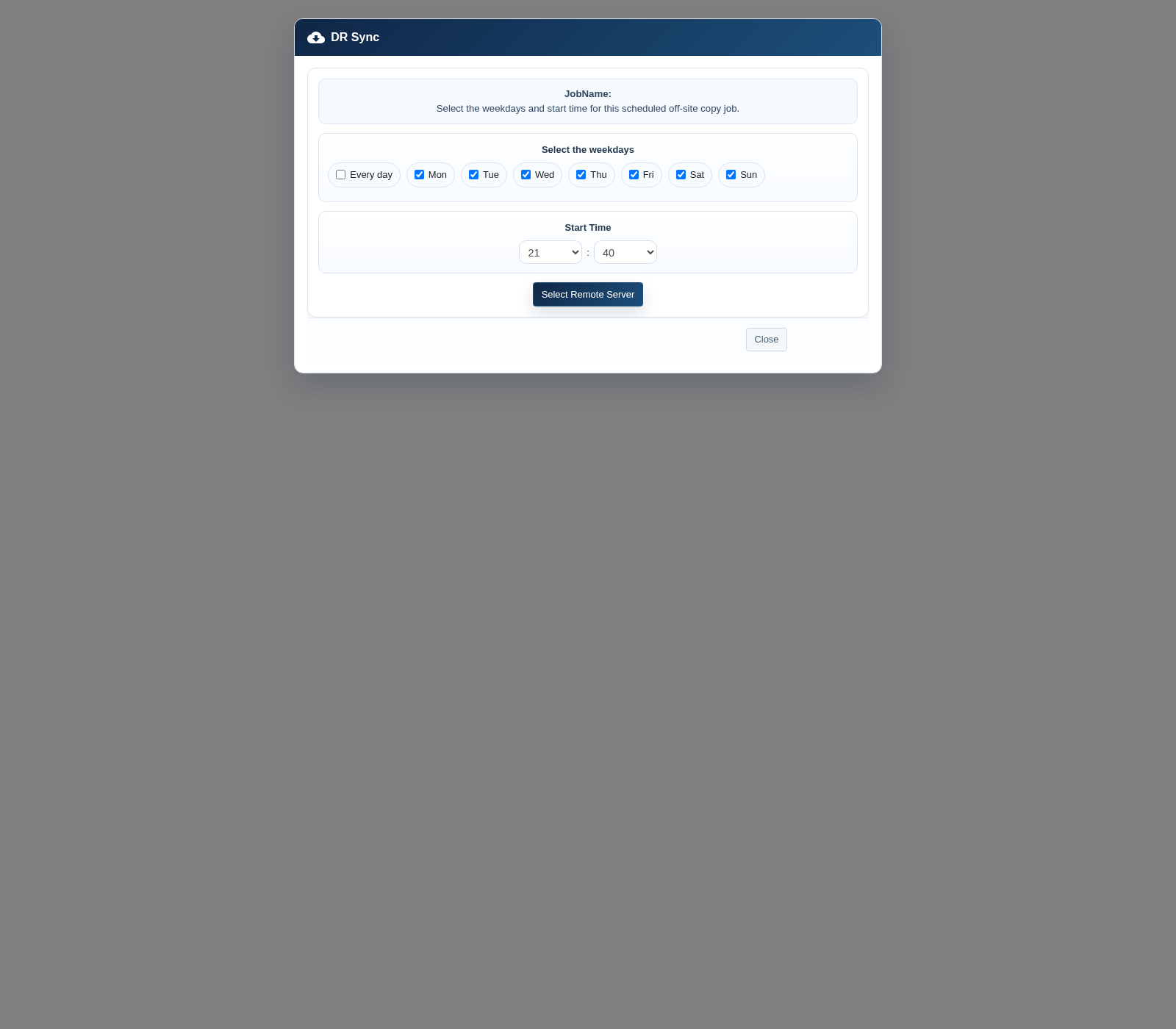 Schedule an off-site VM copy