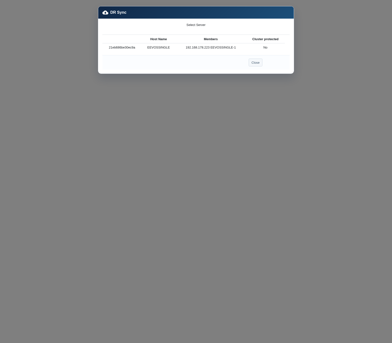 Select the remote server for asynchronous synchronization