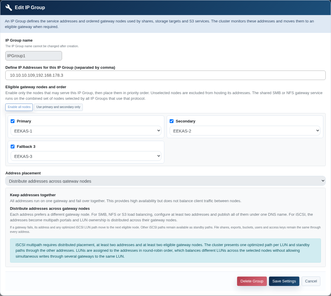 Edit IP Group dialog