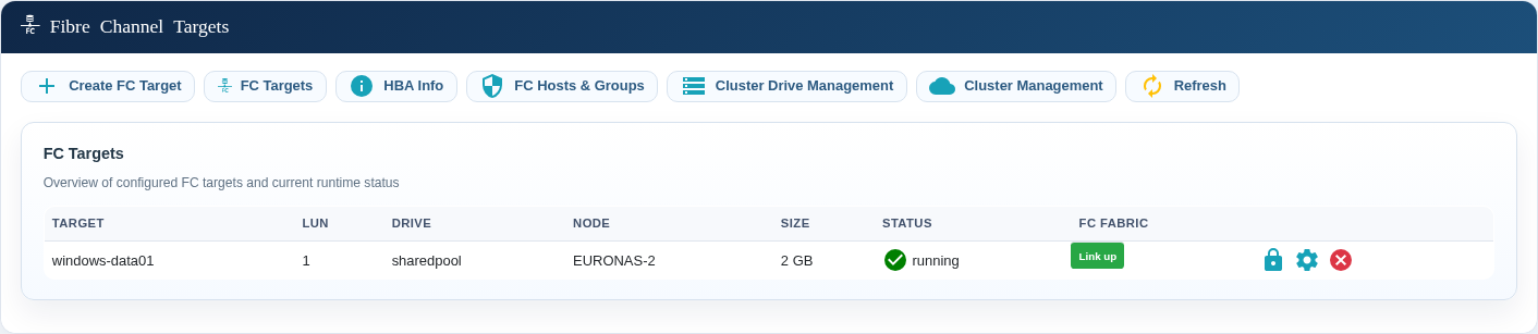 Healthy Fibre Channel target after failover